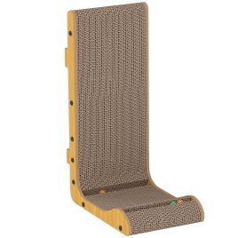 WOODHALL Wall Mounted Corrugated Cat Scratching Board with 3 Toy Balls, 39 x 23.5 x 57.5 cm - Brown