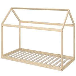 BASINGSTOKE Single Pine Wood House Bedframe for 90 x 190 cm Mattress - Natural Wood Finish