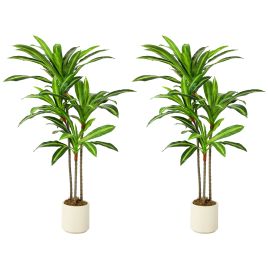 MONARA 120 cm Artificial Dracaena Tree with Lifelike Leaves and Bendable Trunks - Green