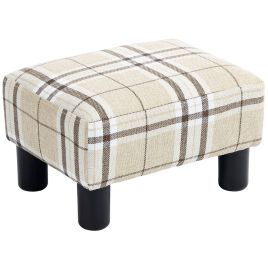 HONITON Linen Fabric Cube Footstool Ottoman with 4 Plastic Legs - Multicoloured