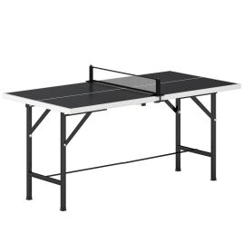 LYNDHURST 5ft Mid Size Table Tennis Table with Net, 2 Paddles and 3 Balls - Black