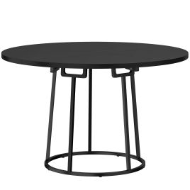 BEESTON 120 cm Round Space Saving Dining Table with Spliced Top and Conical Metal Base - Black