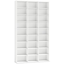 WOODCROFT Media Storage Unit for 835 CDs or 500 DVDs with 27 Compartments and 21 Adjustable Shelves - White