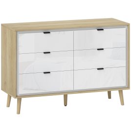 RUGBY Light Oak Finish Chest of Drawers - Large-sized, Double, 6 Drawers