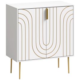 CHRISTLETON Modern Kitchen Storage Cabinet with 2 Doors, Adjustable Shelf and Metal Legs - White