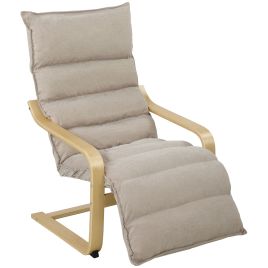 DARTMOUTH Curved Wooden Accent Armchair with Adjustable Footrest - Light Brown
