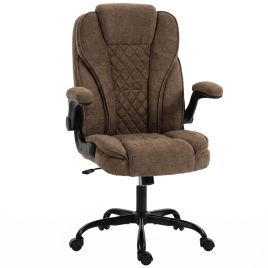 BARLESTONE Ergonomic Office Chair with Flip Up Armrests, Pocket Springs and Adjustable Height - Brown