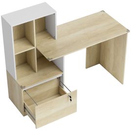 HOWDEN Computer Desk with Bookshelf, File Drawer and Hanging File Holders - Oak Wood Effect
