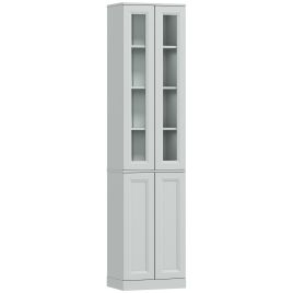 WOODLAND 6 Tier Slim Bathroom Storage Cabinet with Adjustable Shelf and 4 Soft Close Doors - Dusty Blue