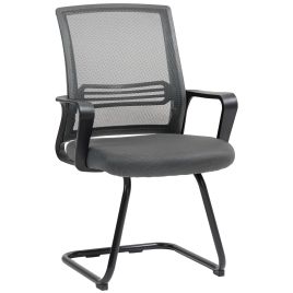 SOLEN Padded Ergonomic Meeting and Reception Chair with Sled Base - Dark Grey