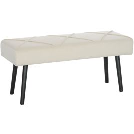 REDHILL Upholstered Hallway and End of Bed Bench with X Shaped Frame and Steel Legs - Cream