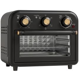 BRIXWORTH 12L Air Fryer Toaster Oven with Convection, Adjustable Temperature and Timer - Black and Gold Tone