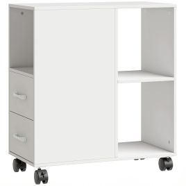 STRATFORD 30 x 60 x 65 cm Mobile Printer Table with Wheels and Drawers - White