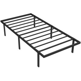 MALMESBURY Single Metal Bedframe with Steel Slats and Underbed Storage - Black