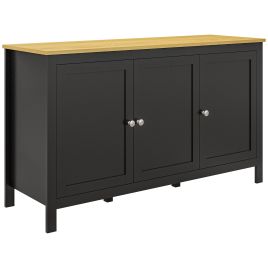 EXETER Sideboard Buffet Cabinet with Doors and Adjustable Shelves - Black and Natural