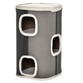 ALFORD Plush Cat Barrel Scratching Post and Climbing Tree for Indoor Cats - Grey and White