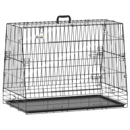 CHERTSEY 90 cm Collapsible Slanted Car Dog Crate with Tray for Medium and Large Dogs - Black