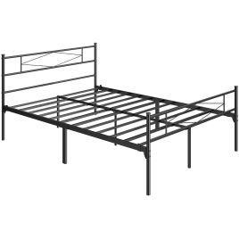 MOLESEY Double Metal Bedframe with Headboard, Footboard and 32 cm Underbed Storage - Black