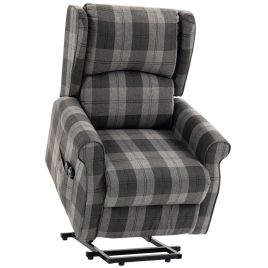 TETBURY Power Lift Recliner Chair with Vibration Massage, Heat, Remote and Side Pockets - Grey and Black