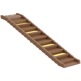 BATHFORD 10 Step Foldable Dog Car Ramp with Anti Slip Treads for Cars and High Beds - Brown