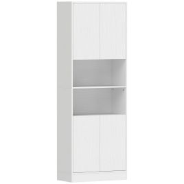 BUCKLAND 170 cm Freestanding Kitchen Pantry Storage Cabinet with Soft Close Hinges - White Wood Effect