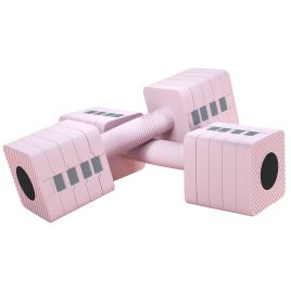 LYMINGTON Set of 2 Adjustable Dumbbells, 5 in 1 Weights from 1 to 5 kg with Non Slip Handles - Pink