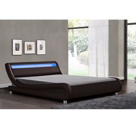 Faux Leather LED Headboard Bed Black White Brown - 2 Sizes