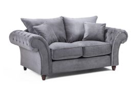 Raymond Fullback Round Buttoned Arms 2 Seater Sofa - Grey