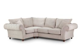 Raymond Fullback Round Buttoned Scroll Arms Left Hand Facing Corner Sofa - Stone