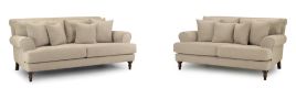 Russell Scrolled Arms 3 and 2 Sofa Set Set - Beige