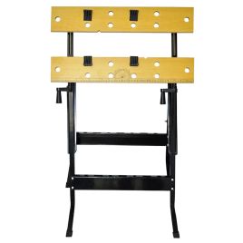 Compact Foldable Workbench with Adjustable Top for DIY Tasks - Black