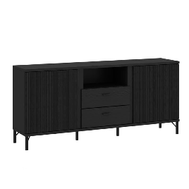 CENDRIX 2 Doors TV Unit with 2 Drawers - Black