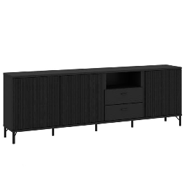 CENDRIX 3 Doors TV Unit with 2 Drawers - Black