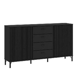 CENDRIX 2 Doors Sideboard with 4 Drawers - Black