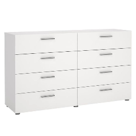 PEMBROKE White Chest of Drawers - Extra Large-sized, 8 Drawers, Double
