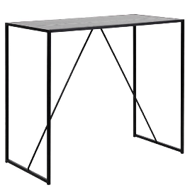 SAM Metal Bar Table with Black Ash Top - Black