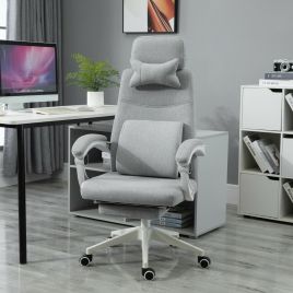 Ergonomic 360° Swivel Office Chair with Footrest - Grey