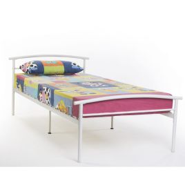 Kieran Slatted Metal Bed Frame White - Single 3ft