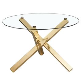 Capri Gold Legs Dining Table with Glass Top