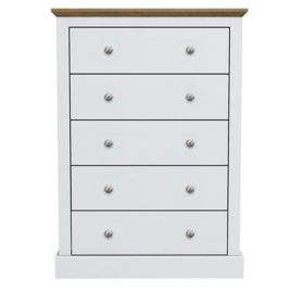 DARTFORD White Chest of Drawers - Medium-sized, 5 Drawers