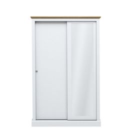 Sliding Wardrobe - DARTFORD 2 Door Mirrored Wardrobe White 113.8cm