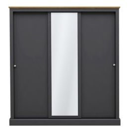 Devon 3 Door Sliding Wardrobe - Charcoal