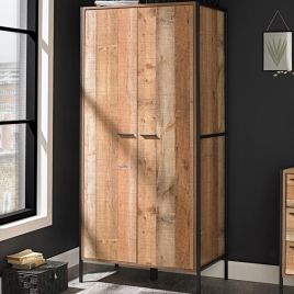 Wardrobe - HORBURY 2 Door Wardrobe Wood 83.8cm