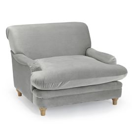 Plumpton Soft Velvet Wide Cushioned Armchair - Grey