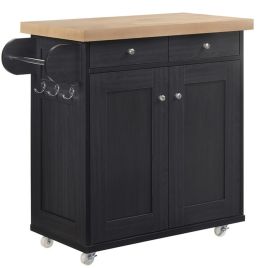 Portland Portable Kitchen Island Unit - Black
