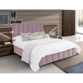 Nora Plush Velvet Fabric Bed, Pink Colour - 5 Sizes