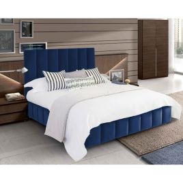 Nora Plush Velvet Fabric Bed, Blue Colour - 5 Sizes