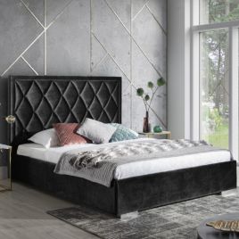 Beauty Plush Velvet Fabric Bed, Black Colour - 5 Sizes