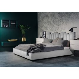 Glexton Plush Velvet Fabric Bed, Silver Colour - 5 Sizes