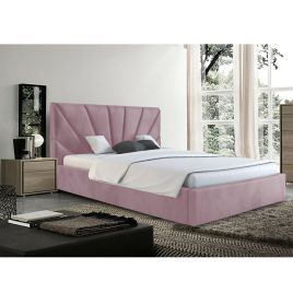 Hamini Plush Velvet Fabric Bed, Pink Colour - 5 Sizes